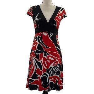 SPEECHLESS Red Black Printed A-Line Dress medium